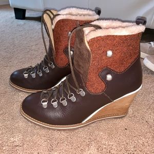 Imported Wedge boots - like new! Only worn once!